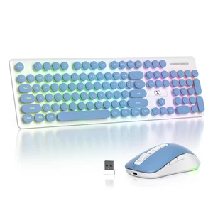 Owpkeenthy Cute Wireless Keyboard and Mouse Backlit, Rechargeable Full-Sized Keyboard with Number Pad Quiet Typewriter 2.4G Plug and Play, Auto Sleep for Home Office(Blue) Owpkeenthy Cute Wireless Keyboard and Mouse Backlit, Rechargeable Full-Sized Keyboard with Number Pad Quiet Typewriter 2.4G Plug and Play, Auto Sleep for Home Office(Blue)