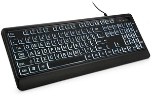 KOPJIPPOM Large Print Backlit Keyboard, USB Wired Computer Keyboard, Full Size Keyboard with White Illuminated LED Compatible for Windows Desktop, Laptop, PC, Gaming, Black KOPJIPPOM Large Print Backlit Keyboard, USB Wired Computer Keyboard, Full Size Keyboard with White Illuminated LED Compatible for Windows Desktop, Laptop, PC, Gaming, Black