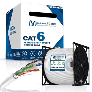 Cat6 Shielded Plenum Ethernet Cable 1000FT, 23AWG Solid Bare Copper, F/UTP Foil Shielded, CMP Rated, 550MHz, 10Gbps, PoE++, Bulk Network Cable for Offices, Commercial Buildings & Data Centers (White) Cat6 Shielded Plenum Ethernet Cable 1000FT, 23AWG Solid Bare Copper, F/UTP Foil Shielded, CMP Rated, 550MHz, 10Gbps, PoE++, Bulk Network Cable for Offices, Commercial Buildings & Data Centers (White)
