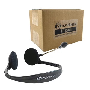 Soundnetic Bulk Classroom Headphones 10 Pack Disposable Stereo Headsets with Boom Mic & 3.5mm Plug Ideal for Schools & Testing Soundnetic Bulk Classroom Headphones 10 Pack Disposable Stereo Headsets with Boom Mic & 3.5mm Plug Ideal for Schools & Testing