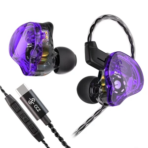 YINYOO CCZ Melody USB C Headphones Wired Earbuds, Type-C Wired Gaming Earphones with Noise Cancelling, 1BA 1DD, Patent Ear fins, Detachable Cable for Computer Phone PC (Clear Purple, USBC-with Mic) YINYOO CCZ Melody USB C Headphones Wired Earbuds, Type-C Wired Gaming Earphones with Noise Cancelling, 1BA 1DD, Patent Ear fins, Detachable Cable for Computer Phone PC (Clear Purple, USBC-with Mic)