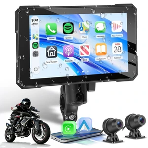 Motorcycle CarPlay Screen 5 Inch Wireless Carplay Android Auto for Motorbike with Removable Bracket 1080P Double Camera, IP68 Waterproof Touchscreen, Supports GPS Navigation Motorcycle CarPlay Screen 5 Inch Wireless Carplay Android Auto for Motorbike with Removable Bracket 1080P Double Camera, IP68 Waterproof Touchscreen, Supports GPS Navigation