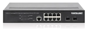 Intellinet 10-Port Managed L2+ PoE+ Switch, 8 Gigabit, 2 SFP+ Uplinks, 120W Intellinet 10-Port Managed L2+ PoE+ Switch, 8 Gigabit, 2 SFP+ Uplinks, 120W