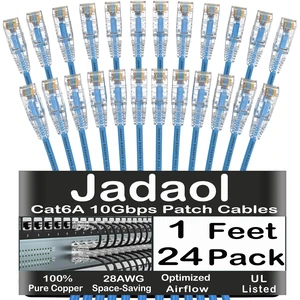 Jadaol [UL Listed Cat6A Patch Cables 1FT (24Pack) 10Gbps 550MHz Blue Jadaol [UL Listed Cat6A Patch Cables 1FT (24Pack) 10Gbps 550MHz Blue