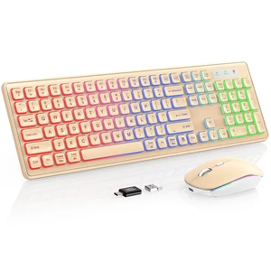 Wireless Keyboard and Mouse Combo with RGB Backlit, Rechargeable Wireless Keyboard and Mouse Combo with RGB Backlit, Rechargeable