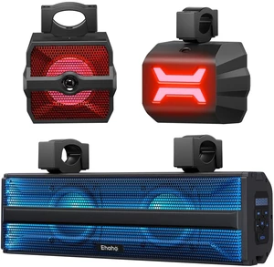 Ehaho 2.1CH Stereo UTV Sound Bar (Subwoofer) and Speakers, 16.9 Inch Bluetooth ATV Soundbar with RGB Lights, Waterproof Golf Cart Speakers, Marine Sound bar Compatible with SXS Polaris RZR Can-Am Ehaho 2.1CH Stereo UTV Sound Bar (Subwoofer) and Speakers, 16.9 Inch Bluetooth ATV Soundbar with RGB Lights, Waterproof Golf Cart Speakers, Marine Sound bar Compatible with SXS Polaris RZR Can-Am