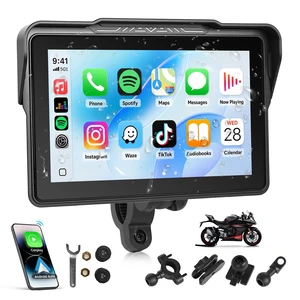 7 Inch Wireless Motorcycle Carplay GPS Navigation System, ^^ Carplay and Android Auto Waterproof Screen for Motorcycle with Dual Bluetooth with Magnetic Mount Anti-Glare TPMS 7 Inch Wireless Motorcycle Carplay GPS Navigation System, ^^ Carplay and Android Auto Waterproof Screen for Motorcycle with Dual Bluetooth with Magnetic Mount Anti-Glare TPMS