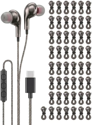 Chrome 50 Pack USB C Headphones Wired Earbuds for iPhone 17 16 15 Pro Max, USBC Earbuds with Microphone & Volume Control, Type C Headphones for Galaxy S26 S25 S24 Ultra, iPad Pro, Bulk Pack Grey Chrome 50 Pack USB C Headphones Wired Earbuds for iPhone 17 16 15 Pro Max, USBC Earbuds with Microphone & Volume Control, Type C Headphones for Galaxy S26 S25 S24 Ultra, iPad Pro, Bulk Pack Grey