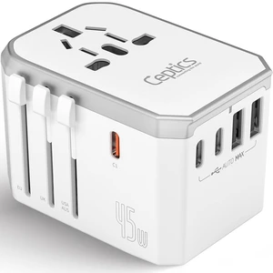 Ceptics 45W Universal Power Adapter w/ 3 USB-C, 2 USB-A & Universal Input Ceptics 45W Universal Power Adapter w/ 3 USB-C, 2 USB-A & Universal Input