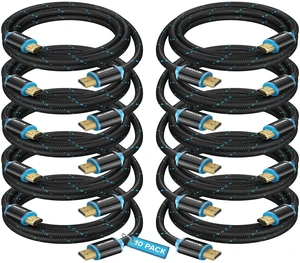 Maximm HDMI Cable 4K 1.5 Ft, 10-Pack, Braided, 18 Gbps, Gold-Plated Maximm HDMI Cable 4K 1.5 Ft, 10-Pack, Braided, 18 Gbps, Gold-Plated