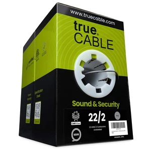 TRUE CABLE 22/2 AWG Sound & Security Speaker Wire, Unshielded Stranded Pure Copper Bulk Cable, CMR/CL3R Riser in-Wall, UL13 300V, Gray, 500ft TRUE CABLE 22/2 AWG Sound & Security Speaker Wire, Unshielded Stranded Pure Copper Bulk Cable, CMR/CL3R Riser in-Wall, UL13 300V, Gray, 500ft