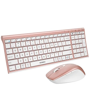 seenda COE401 Bluetooth Keyboard and Mouse Combo, 3-Device, White Rose Gold seenda COE401 Bluetooth Keyboard and Mouse Combo, 3-Device, White Rose Gold
