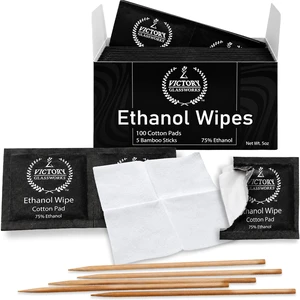 Victory Glassworks Ethanol Wipes, 75% Ethanol, 60mm x 60mm Cotton Cleaning Cloths, 100 Pack (400) Victory Glassworks Ethanol Wipes, 75% Ethanol, 60mm x 60mm Cotton Cleaning Cloths, 100 Pack (400)
