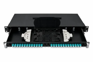 48 Strand 1U Fiber Optic Cable Rack Mount Enclosure with 24 LC Duplex Couplers for 19" Racks or Cabinets ^^ Includes Splice Tray and Fusion Splice Sleeves 60mm Long. (LC OM3) 48 Strand 1U Fiber Optic Cable Rack Mount Enclosure with 24 LC Duplex Couplers for 19" Racks or Cabinets ^^ Includes Splice Tray and Fusion Splice Sleeves 60mm Long. (LC OM3)