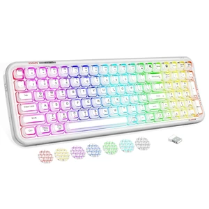 Wireless Clear Jelly Keyboard with Transparent RGB Backlight Keys,White Wireless Clear Jelly Keyboard with Transparent RGB Backlight Keys,White