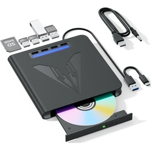 7 IN 1 External Blu Ray Drive & Burner for PC Laptop, Portable Blu Ray DVD CD Writer with 100GB BD Disc Support, Built-in SD/TF Card Reader & USB 3.0 Hub, Compatible with Windows MacOS Linux7 IN 1 7 IN 1 External Blu Ray Drive & Burner for PC Laptop, Portable Blu Ray DVD CD Writer with 100GB BD Disc Support, Built-in SD/TF Card Reader & USB 3.0 Hub, Compatible with Windows MacOS Linux7 IN 1