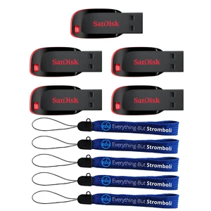 SanDisk USB 2.0 Cruzer Blade Type-A 5 Pack 32GB Flash Drive Compact Pen Drive Compatible with Computers and Laptops (SDCZ50-032G-B35) Bundle with (5) Everything But Stromboli Lanyards SanDisk USB 2.0 Cruzer Blade Type-A 5 Pack 32GB Flash Drive Compact Pen Drive Compatible with Computers and Laptops (SDCZ50-032G-B35) Bundle with (5) Everything But Stromboli Lanyards