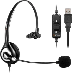 Wantek USB Headset with Microphone Noise Cancelling and in-line Controls, PC Headphone for Skype SoftPhone UC Business Call Center, Crystal Clear Chat, Super Lightweight, Ultra Comfort (UC600) Wantek USB Headset with Microphone Noise Cancelling and in-line Controls, PC Headphone for Skype SoftPhone UC Business Call Center, Crystal Clear Chat, Super Lightweight, Ultra Comfort (UC600)