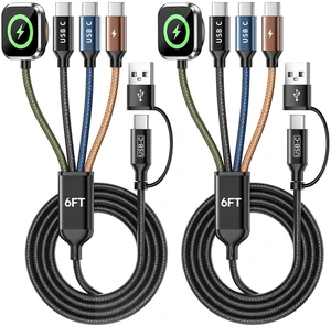 Travel Essentials Triple USB C 4in2 Multi Charging Cable for iWatch Charger Travel Essentials Triple USB C 4in2 Multi Charging Cable for iWatch Charger