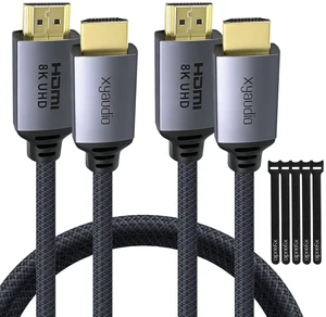 8K HDMI 2.1 Cable, Certified 8K@60Hz & 4K@120Hz, 48Gbps, Dynamic HDR, eARC, Braided Nylon, Compatible with PS5, Xbox Series X, Apple TV, 4K/8K TVs, Gaming Monitors, Receivers,10 FT/2 pk 8K HDMI 2.1 Cable, Certified 8K@60Hz & 4K@120Hz, 48Gbps, Dynamic HDR, eARC, Braided Nylon, Compatible with PS5, Xbox Series X, Apple TV, 4K/8K TVs, Gaming Monitors, Receivers,10 FT/2 pk