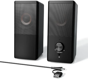 HEGMUXCO Wired Computer Speakers for Desktop PC, USB-A/USB-C Powered 2.0 Stereo Desktop Speakers with Volume Control, 3.5mm Headphone Jack for Laptop, Monitor, Home Office and Gaming, Black HEGMUXCO Wired Computer Speakers for Desktop PC, USB-A/USB-C Powered 2.0 Stereo Desktop Speakers with Volume Control, 3.5mm Headphone Jack for Laptop, Monitor, Home Office and Gaming, Black