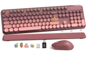 Wireless Keyboard and Mouse Combo, Magnetic Wrist Rest, Dusty Rose Ombre Wireless Keyboard and Mouse Combo, Magnetic Wrist Rest, Dusty Rose Ombre