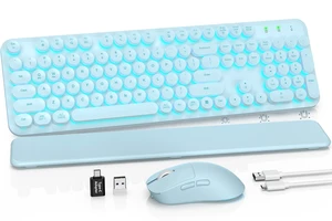 Rechargeable Backlit Wireless Keyboard and Mouse Combo, Magnetic Wrist Rest Rechargeable Backlit Wireless Keyboard and Mouse Combo, Magnetic Wrist Rest