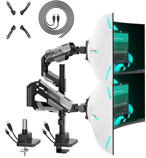 ARES WING Heavy Duty Dual Monitor Mount with USB for 24-57 Inch, Black ARES WING Heavy Duty Dual Monitor Mount with USB for 24-57 Inch, Black