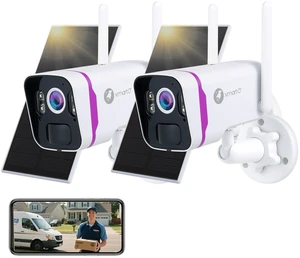 xmartO 2-Pack Solar Security Cameras Wireless Outdoor, 4MP 2K QHD WiFi6 xmartO 2-Pack Solar Security Cameras Wireless Outdoor, 4MP 2K QHD WiFi6