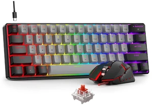 BlueFinger 60% Mechanical Gaming Keyboard and Mouse Combo - RGB Rainbow Backlit 61 Keys Red Switch Keyboard & 4 DPI LED Gaming Mouse, USB Wired Set for PC Laptop Xbox PS4 PS5, White (Black & Gray) BlueFinger 60% Mechanical Gaming Keyboard and Mouse Combo - RGB Rainbow Backlit 61 Keys Red Switch Keyboard & 4 DPI LED Gaming Mouse, USB Wired Set for PC Laptop Xbox PS4 PS5, White (Black & Gray)