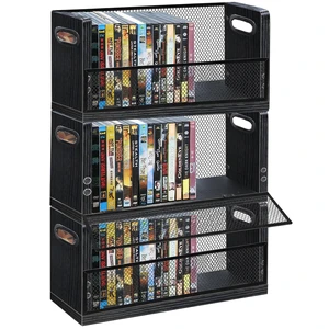 PUTNATRURE DVD CD Storage Rack 3 Pack, Holds 84 DVDs Total, Stackable DVD Tower with Magnetic Opening Door for Easy Access, Black Desktop Organizer for Blu ray, Video Game Cases, VHS Tapes PUTNATRURE DVD CD Storage Rack 3 Pack, Holds 84 DVDs Total, Stackable DVD Tower with Magnetic Opening Door for Easy Access, Black Desktop Organizer for Blu ray, Video Game Cases, VHS Tapes
