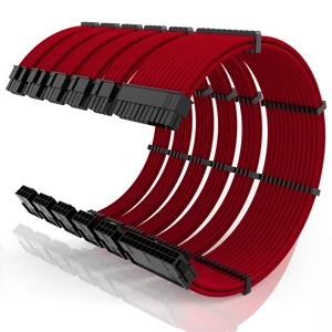 SMEOZZ 16AWG PSU Cable Extension Kit with Cable Combs,1x24pin ATX/2x8pin(4+4) EPS/3x8pin(6+2) PCIE Extension Cable,Cable Extension PC Sleeved Cables 30cm Length,Power Supply Extension Cable Kit(Red) SMEOZZ 16AWG PSU Cable Extension Kit with Cable Combs,1x24pin ATX/2x8pin(4+4) EPS/3x8pin(6+2) PCIE Extension Cable,Cable Extension PC Sleeved Cables 30cm Length,Power Supply Extension Cable Kit(Red)