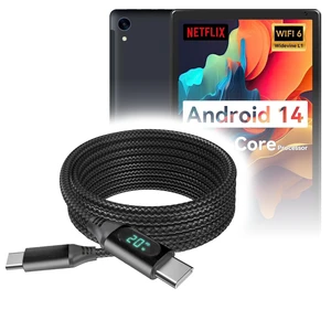 BoxWave Cable Compatible with Urao Android Tablet (10.1 in) - PowerDisplay PD Cable (6ft) - USB-C to USB-C (100W), LED Wattage Info Extra Long Braided Nylon - Jet Black BoxWave Cable Compatible with Urao Android Tablet (10.1 in) - PowerDisplay PD Cable (6ft) - USB-C to USB-C (100W), LED Wattage Info Extra Long Braided Nylon - Jet Black