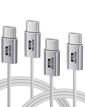 KMMXXCPM White,3.3FT2Pack USB C Cable,80Gbps Data Transfer Compatible with Thunderbolt 5/4/3,Slim Connector,Type C 100W Fast Charging,16K/8K/4K HD Video Cord for Monitor,MacBook,iPhone 17/16,Docking KMMXXCPM White,3.3FT2Pack USB C Cable,80Gbps Data Transfer Compatible with Thunderbolt 5/4/3,Slim Connector,Type C 100W Fast Charging,16K/8K/4K HD Video Cord for Monitor,MacBook,iPhone 17/16,Docking
