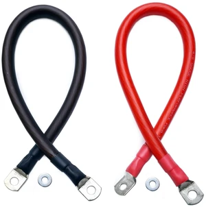 4/0 AWG Gauge Red + Black High Performance Battery Inverter Cables Solar, RV, Car, Boat, Bot Side 1/2 inch Lug (5 FEET) 4/0 AWG Gauge Red + Black High Performance Battery Inverter Cables Solar, RV, Car, Boat, Bot Side 1/2 inch Lug (5 FEET)