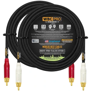 18 Foot RCA Cable Pair - WBC-PRO-LOCAP Low-Capacitance (14pF/ft) 22 AWG Ultra-Silent Audiophile & Professional-Grade Audio Interconnect Cable with Amphenol ACPR Gold RCA Plugs & Black Tweed Jacket 18 Foot RCA Cable Pair - WBC-PRO-LOCAP Low-Capacitance (14pF/ft) 22 AWG Ultra-Silent Audiophile & Professional-Grade Audio Interconnect Cable with Amphenol ACPR Gold RCA Plugs & Black Tweed Jacket