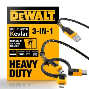 DEWALT Heavy Duty 3 in 1 Multi Charging Cord, 6ft Fast Charging Cord DEWALT Heavy Duty 3 in 1 Multi Charging Cord, 6ft Fast Charging Cord