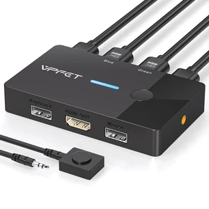 8K HDMI KVM Switch 1 Monitors 2 Computers 4K@120Hz KVM Switches 2 Port for 2 Computers Share Keyboard Mouse and one HD Monitor, with Desktop Controller and 2 USB Cables 8K HDMI KVM Switch 1 Monitors 2 Computers 4K@120Hz KVM Switches 2 Port for 2 Computers Share Keyboard Mouse and one HD Monitor, with Desktop Controller and 2 USB Cables