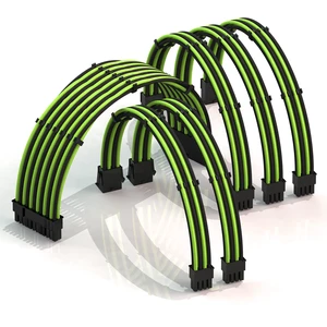 LINKUP ATX 24-Pin PSU Extension Cable ^^ Braided Sleeved, 30cm, Green/Black LINKUP ATX 24-Pin PSU Extension Cable ^^ Braided Sleeved, 30cm, Green/Black