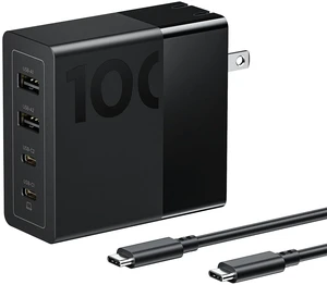 Lenovo 100W USB C Charger, 4-Port Multi-Device Fast Charging, Black GaN Power Block with 240W Cable, for Thinkpad, MacBook, Dell XPS, iPhone, Samsung Lenovo 100W USB C Charger, 4-Port Multi-Device Fast Charging, Black GaN Power Block with 240W Cable, for Thinkpad, MacBook, Dell XPS, iPhone, Samsung