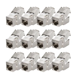 NataLink Cat 7 Cat 6A Shielded RJ45 Keystone Jack 12-Pack, 10G Ethernet Keystone Jack Toolless Zinc Alloy Module Jacks for 22 to 26 AWG Solid or Stranded S/FTP Ethernet Cable NataLink Cat 7 Cat 6A Shielded RJ45 Keystone Jack 12-Pack, 10G Ethernet Keystone Jack Toolless Zinc Alloy Module Jacks for 22 to 26 AWG Solid or Stranded S/FTP Ethernet Cable