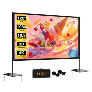 STWUI Outdoor-Projector-Screen-with-Stand - 120 inch Portable Projector Screen Indoor Outdoor Projector Screens 16:9 4K HD Lightweight Movie Screen with Carry Bag for Backyard Movie Night STWUI Outdoor-Projector-Screen-with-Stand - 120 inch Portable Projector Screen Indoor Outdoor Projector Screens 16:9 4K HD Lightweight Movie Screen with Carry Bag for Backyard Movie Night