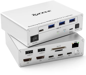 KCEVE 15-in-1 KVM USB C Docking Station, KVM Switch 2 Monitors 2 Laptops KCEVE 15-in-1 KVM USB C Docking Station, KVM Switch 2 Monitors 2 Laptops