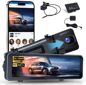 Driauto 11 Inch 4K Mirror Dash Cam Front and Rear View Mirror Camera with ADAS BSD and LCA, GPS Dash Camera for Car, Rearview Mirror Camera with WiFi G-Sensor Night Vision Loop Recroding+ 64G SD Card Driauto 11 Inch 4K Mirror Dash Cam Front and Rear View Mirror Camera with ADAS BSD and LCA, GPS Dash Camera for Car, Rearview Mirror Camera with WiFi G-Sensor Night Vision Loop Recroding+ 64G SD Card