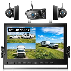 3 Magnetic Wireless Backup Camera with HD 1080P 10" DVR Monitor, 1-Rear View 2-Side View Cameras Wireless System for RV Trailer Trucks, Built-in 9600mAh Battery,Night Vision,Recording- Z 3 Magnetic Wireless Backup Camera with HD 1080P 10" DVR Monitor, 1-Rear View 2-Side View Cameras Wireless System for RV Trailer Trucks, Built-in 9600mAh Battery,Night Vision,Recording- Z