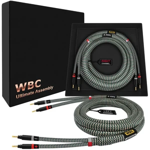 WORLDS BEST CABLES 8 Foot Ultimate - 9 AWG - Ultra-Pure OFC - Premium Audiophile HiFi Speaker Cable Pair with Eminence Gold Banana Plugs & StlGrn Tweed Jacket WORLDS BEST CABLES 8 Foot Ultimate - 9 AWG - Ultra-Pure OFC - Premium Audiophile HiFi Speaker Cable Pair with Eminence Gold Banana Plugs & StlGrn Tweed Jacket