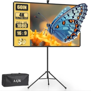 AAJK 100in Projector Screen with Stand,Portable 16:9 4K HD Indoor Outdoor Projection Screen with Wrinkle-Free Design, Ideal for Home Theater Includes Carry Bag (100IN) (100) AAJK 100in Projector Screen with Stand,Portable 16:9 4K HD Indoor Outdoor Projection Screen with Wrinkle-Free Design, Ideal for Home Theater Includes Carry Bag (100IN) (100)