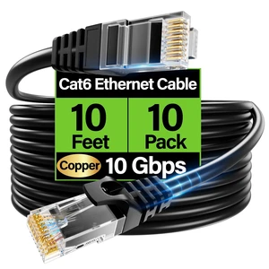 TuokaJu Cat6 Ethernet Cable 10Gbps 10 ft (10 Pack), UTP Ethernet Cable Cat 6, Flexible Bare Copper Cat6 Cable, Cat 6 Network Cable for Server, Data Center, Black TuokaJu Cat6 Ethernet Cable 10Gbps 10 ft (10 Pack), UTP Ethernet Cable Cat 6, Flexible Bare Copper Cat6 Cable, Cat 6 Network Cable for Server, Data Center, Black