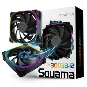 Geometric Future Squama 3003-12 RGB PWM Fan - 120mm x 30mm High-Performance PC Case Fans, 84 CFM, 2.93 mmH2O, Double-Sided ARGB Lighting, Hydro Dynamic Bearing - Black, 3-Pack, GEO-S3003B-12T Geometric Future Squama 3003-12 RGB PWM Fan - 120mm x 30mm High-Performance PC Case Fans, 84 CFM, 2.93 mmH2O, Double-Sided ARGB Lighting, Hydro Dynamic Bearing - Black, 3-Pack, GEO-S3003B-12T