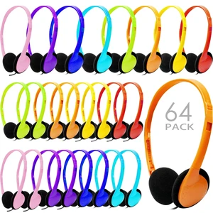 CN-Outlet Classroom Headphones Bulk 64 Pack Multi Color Class Set for School Students Kids Children Toddler Boys Girls Teen and Adult CN-Outlet Classroom Headphones Bulk 64 Pack Multi Color Class Set for School Students Kids Children Toddler Boys Girls Teen and Adult